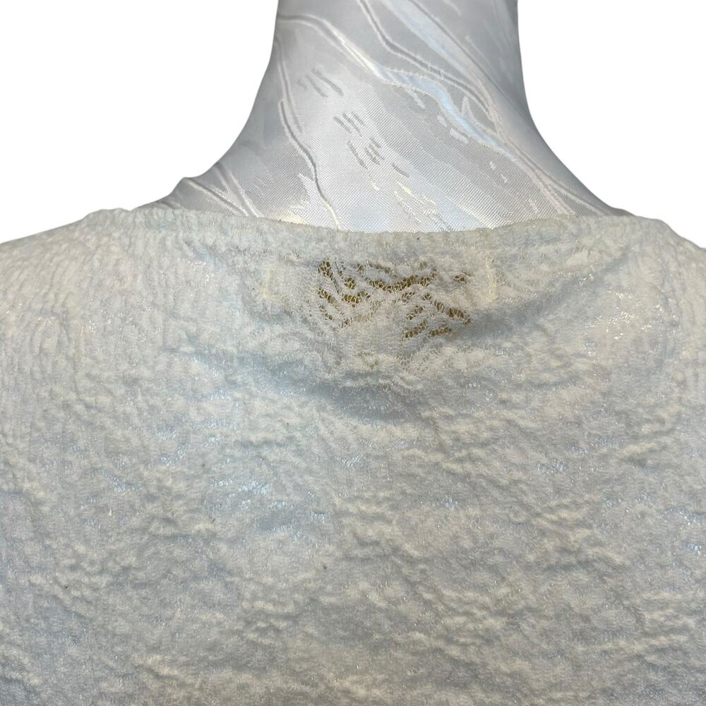 Cream Lace Fitted Scoop Neck Cap Sleeve Tassel Top XS - Picture 14 of 16